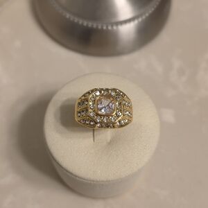 Men's Gold and CZ Statement Ring Size 11
